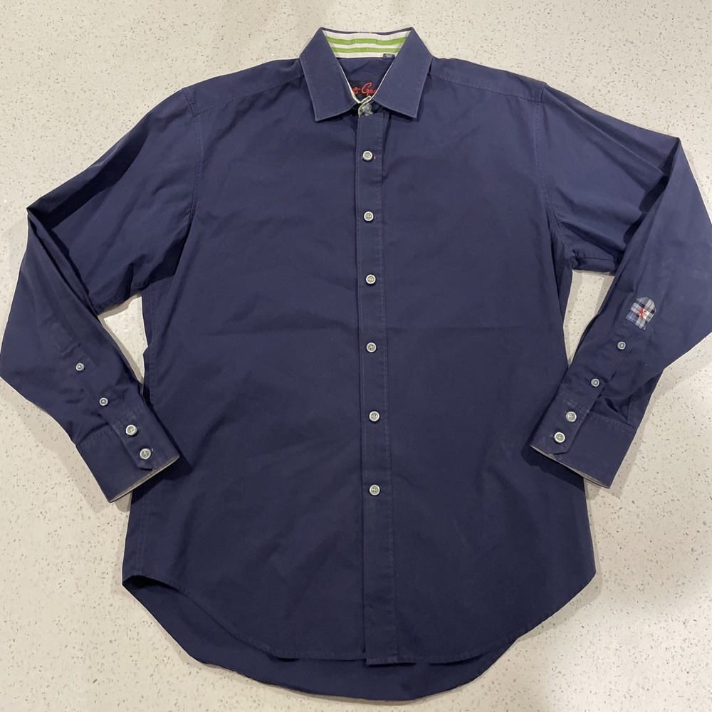 Robert Graham Shirt Mens Medium Blue Classic Fit Button Down Flip Cuff